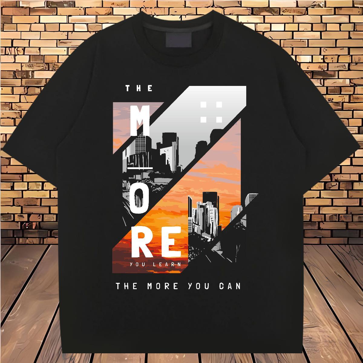 New Designer Men T Shirts 230g Cotton Tall buildings, streets Home Outdoor Clothes Crew Neck Breathable Cool Design Men Tops Tees Oversized 4XL