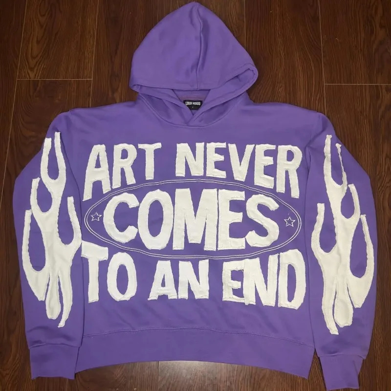 American fashion goth trend letter pattern oversized hoodie mens retro casual versatile loose longsleeved couple sweatshirt 240806