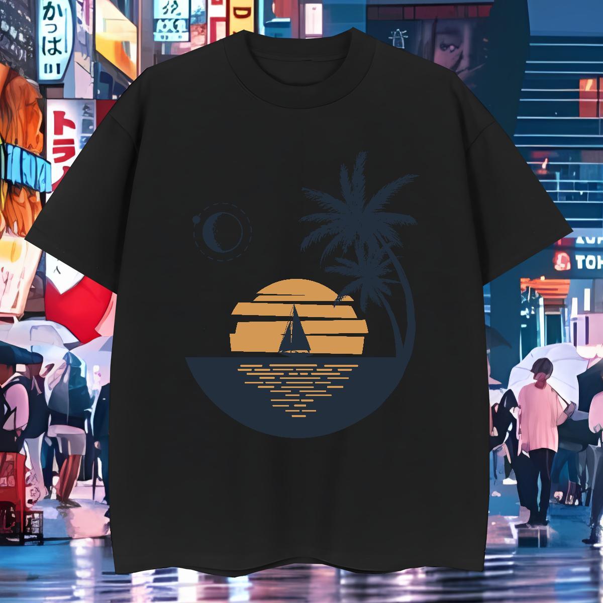 DIY T Shirts Men 230g Pure Cotton tree High Street Hip Hop Polos Breathable Soft Free Shipping Men Clothes T-Shirt Anime