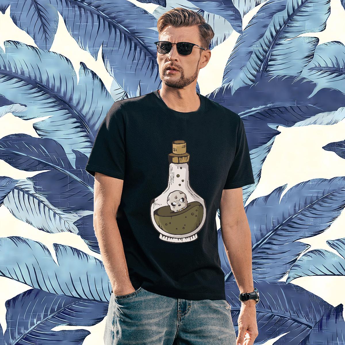 Fashion Casual T-Shirts 100% Cotton 230g bottle Anime Printing Street Tops Shirt Breathable Crew Neck Cool Design Mens Tshirts Floral Print
