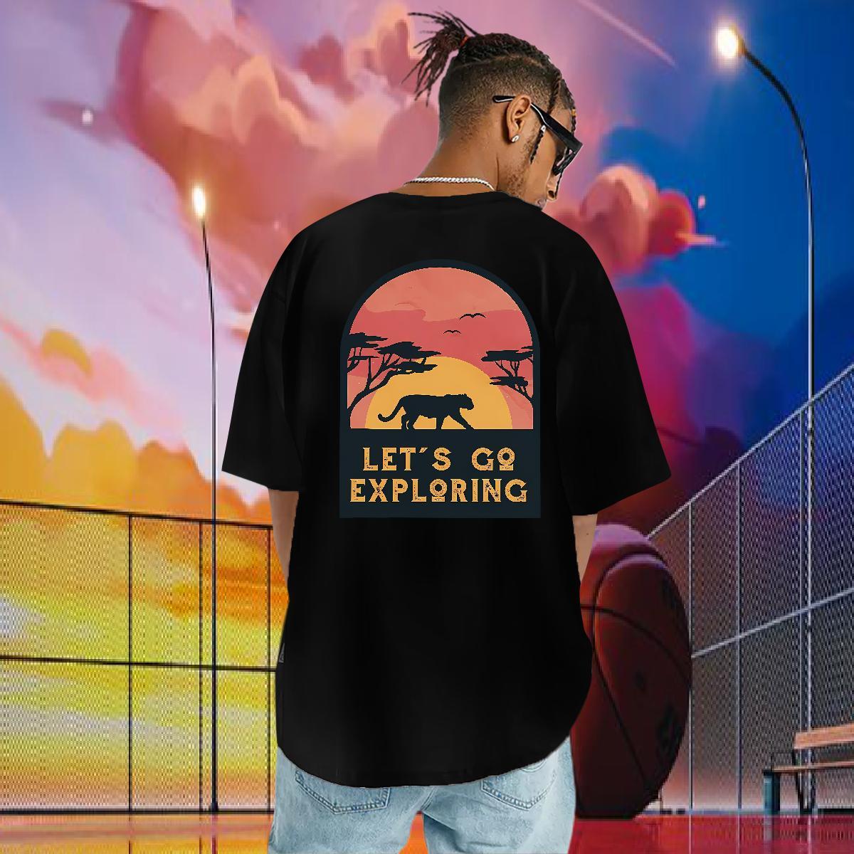 Casual New T shirt 230g 100% Cotton leopard Outdoor Tees Shirts Breathable Short Sleeve Comfortable Men Tops Tees Asian Size