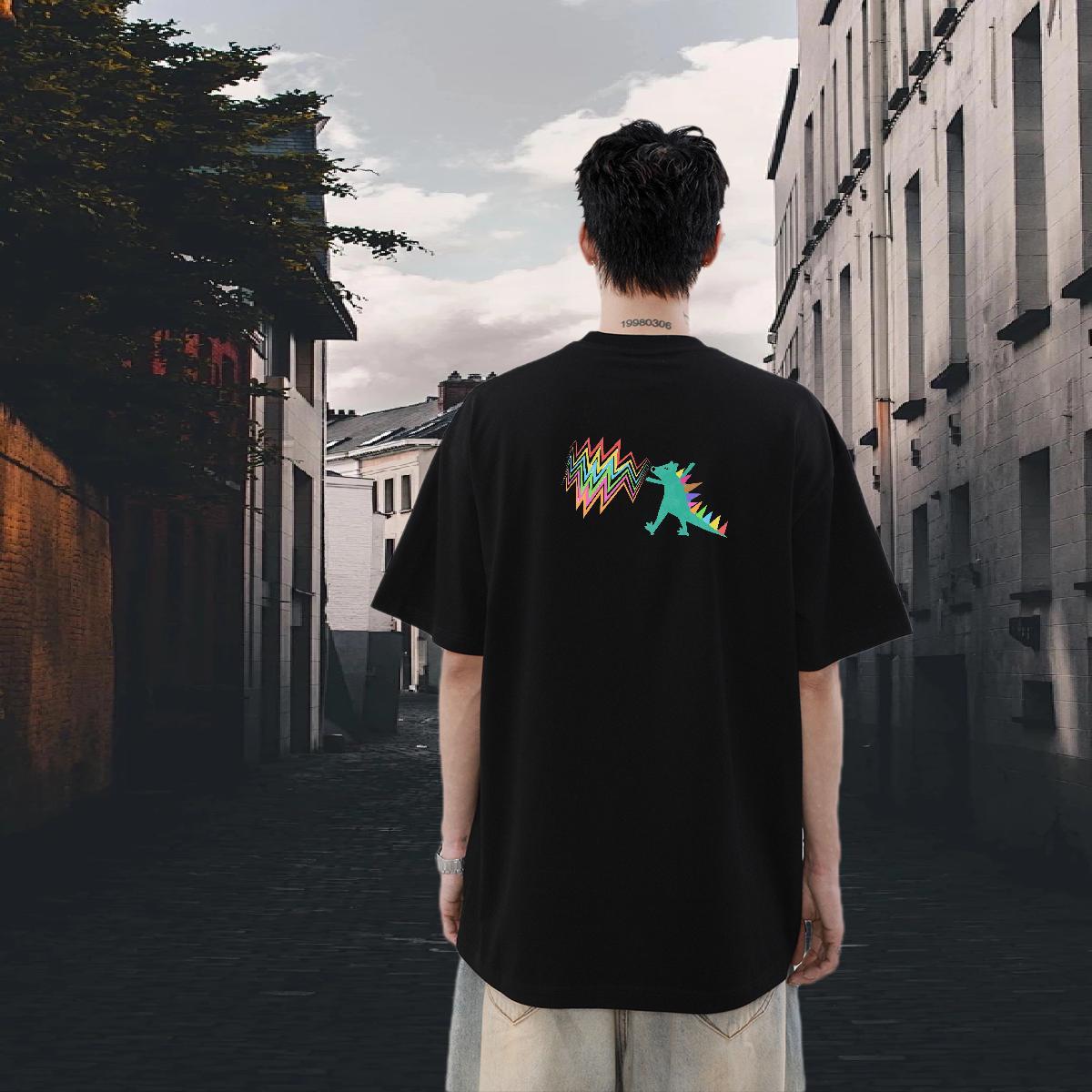 DIY Customized Man T Shirts 230g Pure Cotton dinosaur Street wear Hip Hop Tees Shirts Short Sleeve O-Neck Soft Men Tops Tees Custom Print Plus Size