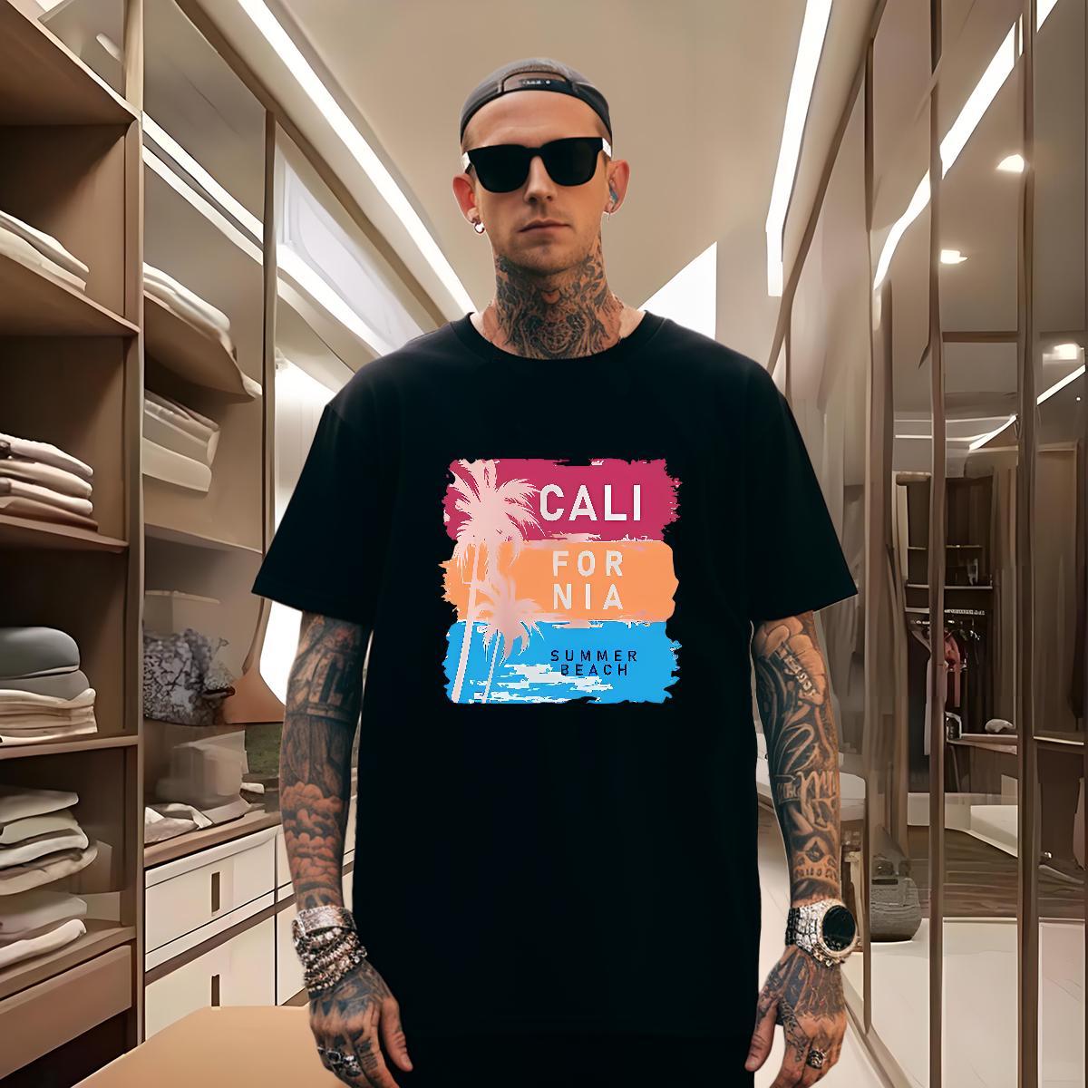 T Shirts Men 230g Cotton tree Casual Daily Wear Breathable Short Sleeve Floral Print Men Tshirts Designer Loose Fit Tops