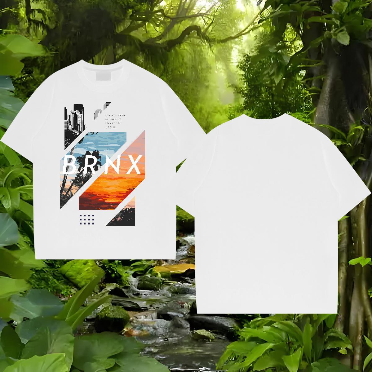 Factory Direct T shirt 100% Cotton 230g tree Street Wear Top Tees Breathable Crew Neck Loose Men Tshirts DIY Anime