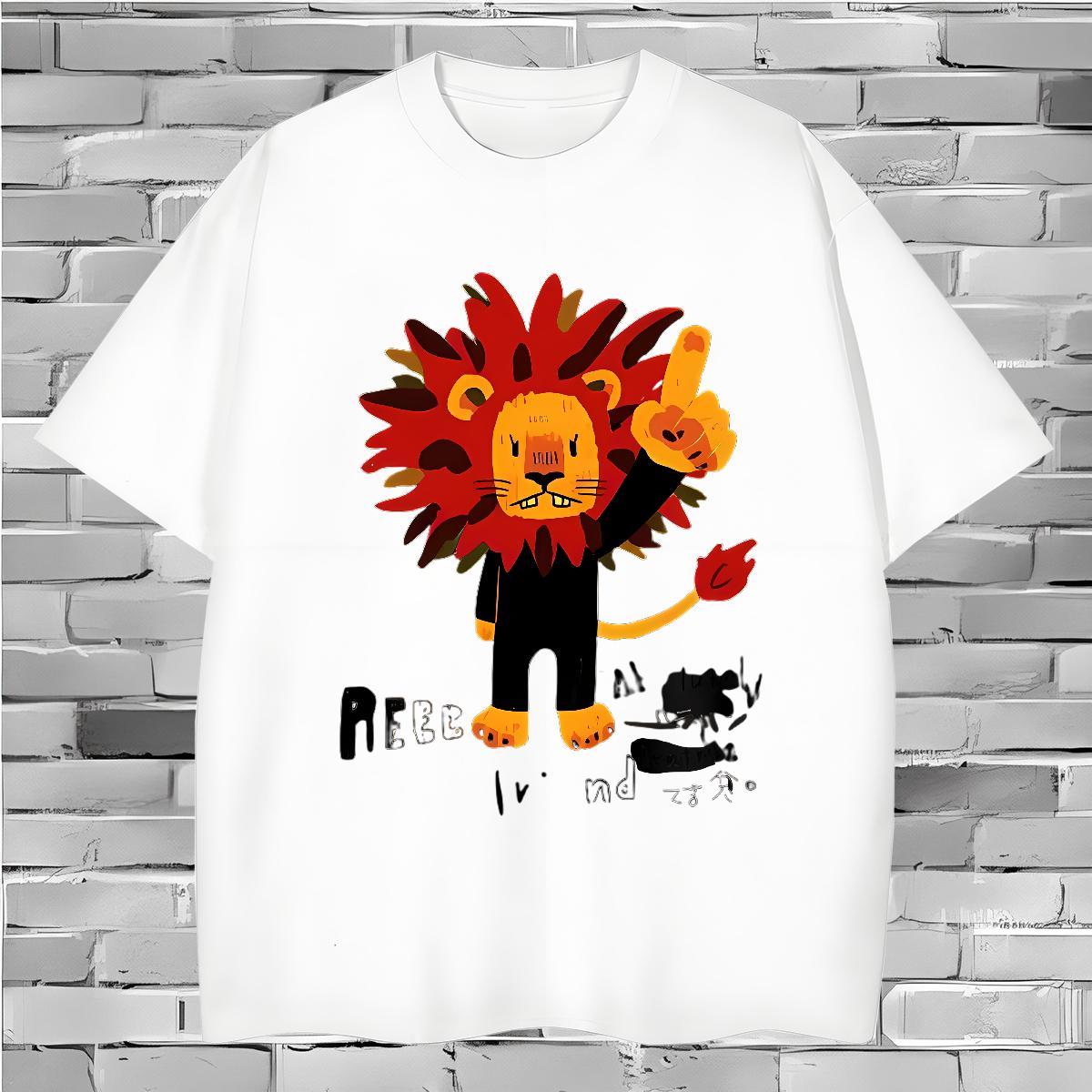 T-Shirts 230g Pure Cotton lion Casual Daily Wear Breathable Short Sleeve Floral Print Men Clothes T-Shirt Factory Direct Unisex Tshirts