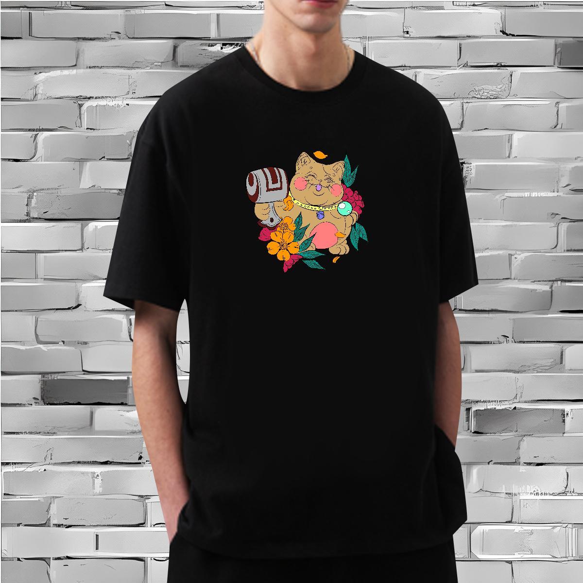 T shirt 230g Pure Cotton cat Casual Daily Wear Crew Neck Oversized 4XL Tshirt for Man Woman Fashion Designer Free Shipping Clothes