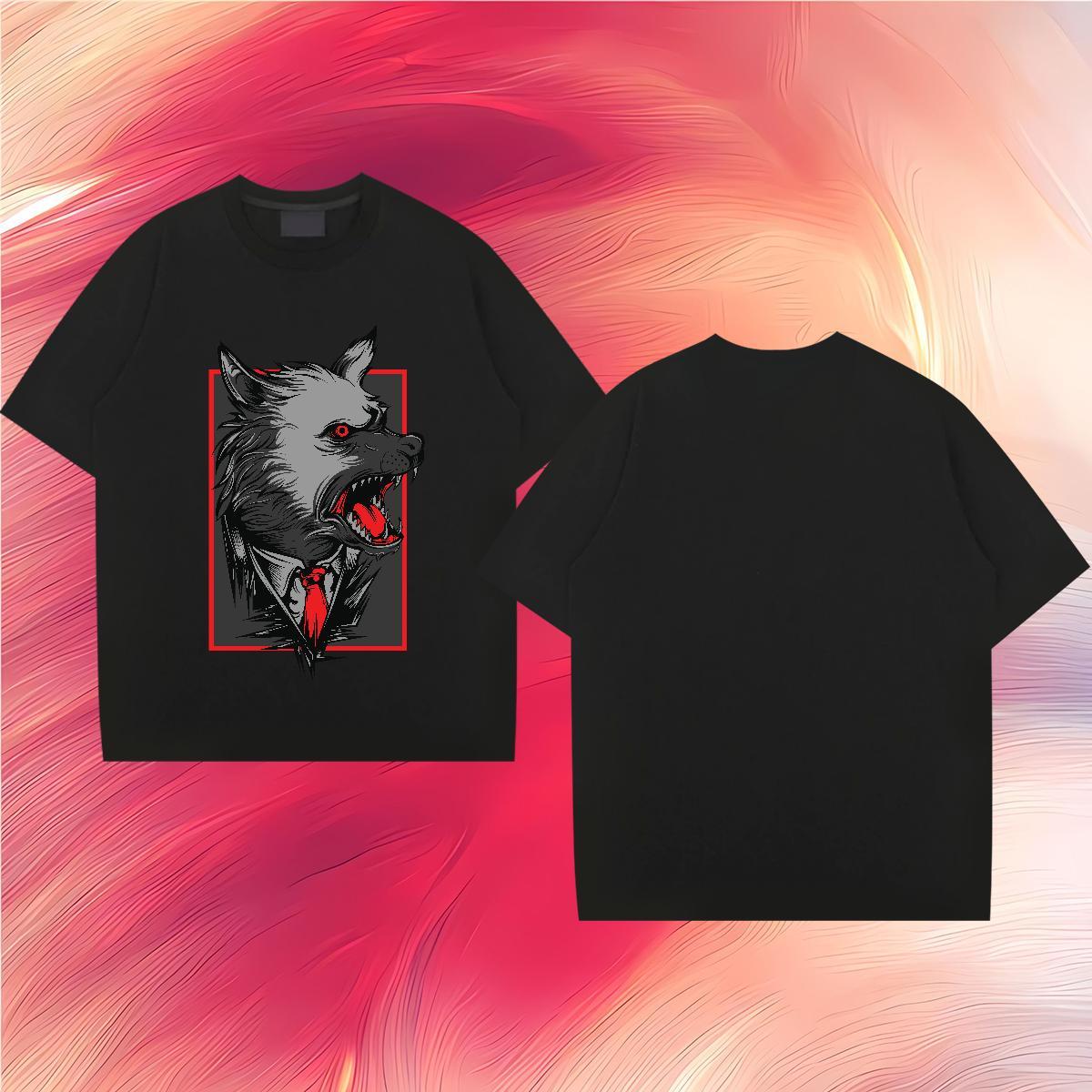 Fashion New Man T Shirts 230g 100% Cotton wolf Home Outdoor Clothes Breathable Short Sleeve TOP Quality Men Tops Tees Custom Printed