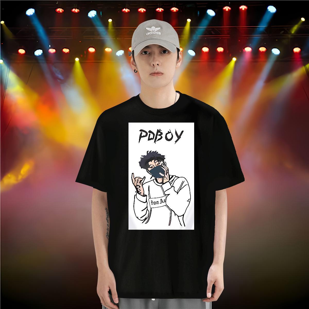 T Shirt For Man 230g 100% Cotton English Anime Printing Street Breathable Crew Neck Custom Print Oversized Men Tops Tees Wholesale Brand Polos