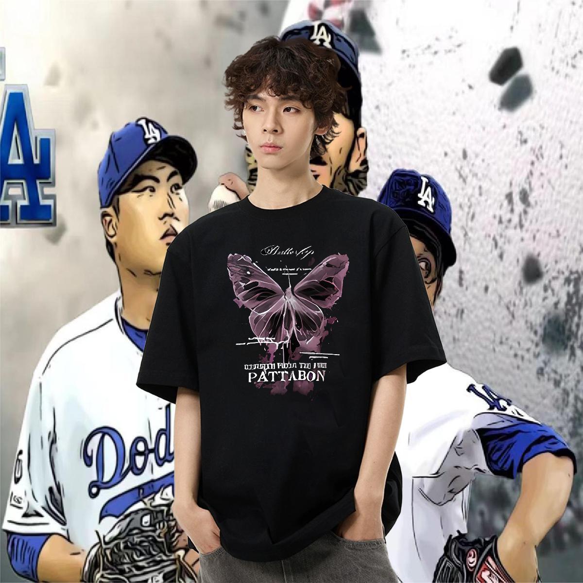 2024 Designer T Shirt For Man 230g Cotton Butterfly Summer Casual Tees Shirts Crew Neck Breathable Cool Design Tshirts Asian Size