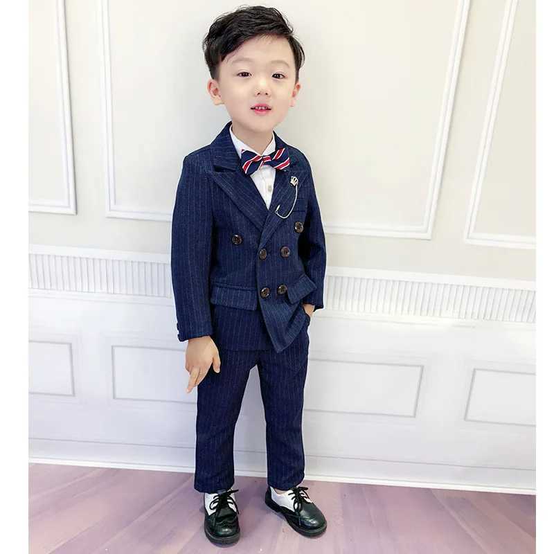 Suits Boys Double Breasted Jacket+Pants 2Pcs Clothing Set Gentleman Kids Blazer Wedding Suit Children Performance Birthday Dress