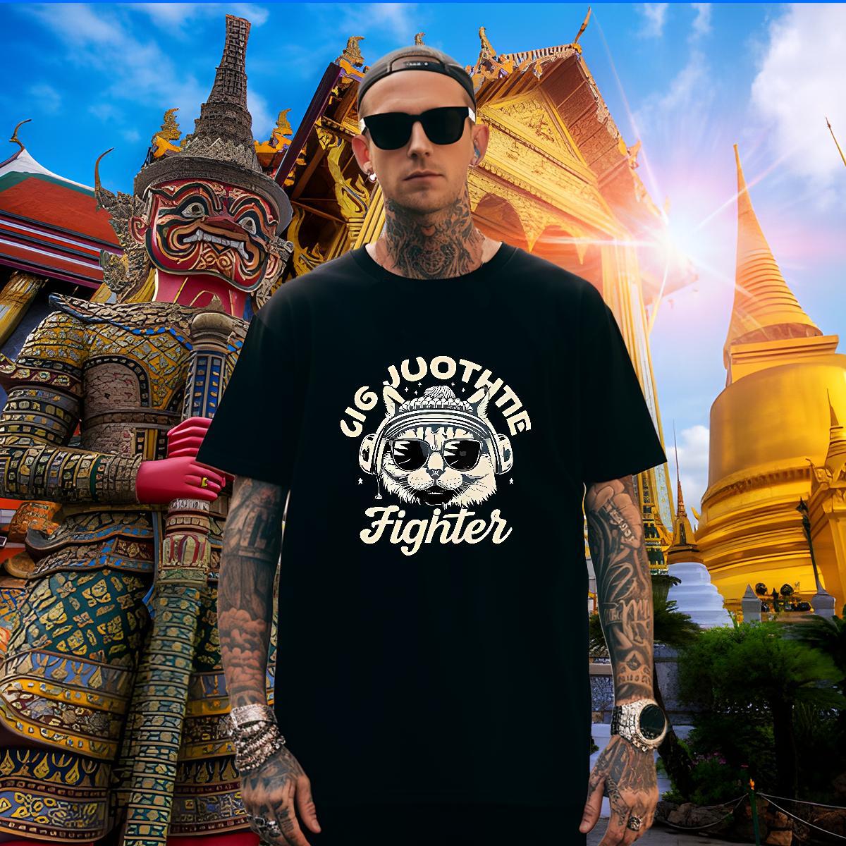 Unisex Men Tshirts 100% Cotton 230g cat T Shirt For Man Sport Crew Neck Cartoon Printing L-4XL DIY Customized Tee Shirt