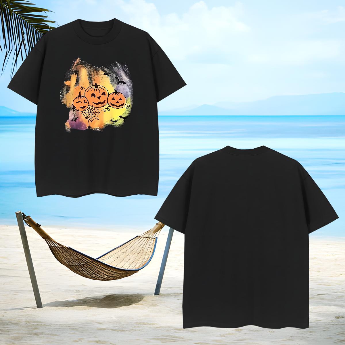 Cool Men Tshirts 230g 100% Cotton pumpkin T-Shirts for Men Daily Wear Breathable Short Sleeve Customized Print Fashion Design Tees Shirts