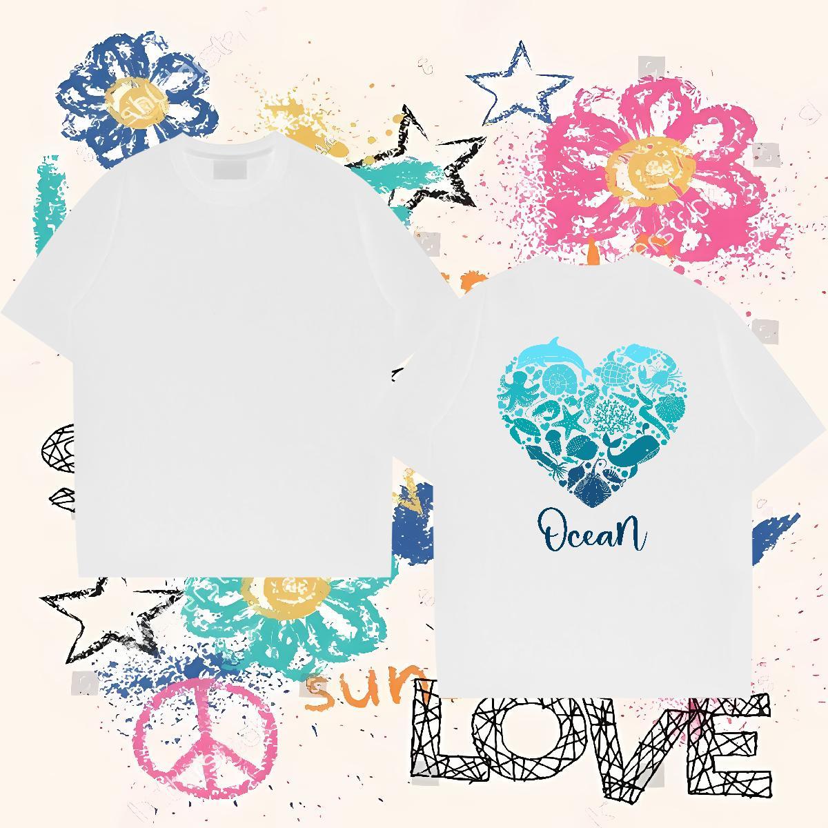 Wholesale Mens T Shirts 100% Cotton 230g fish Beach Tops Shirt Breathable Short Sleeve Free Shipping Mens Tshirts Floral Print
