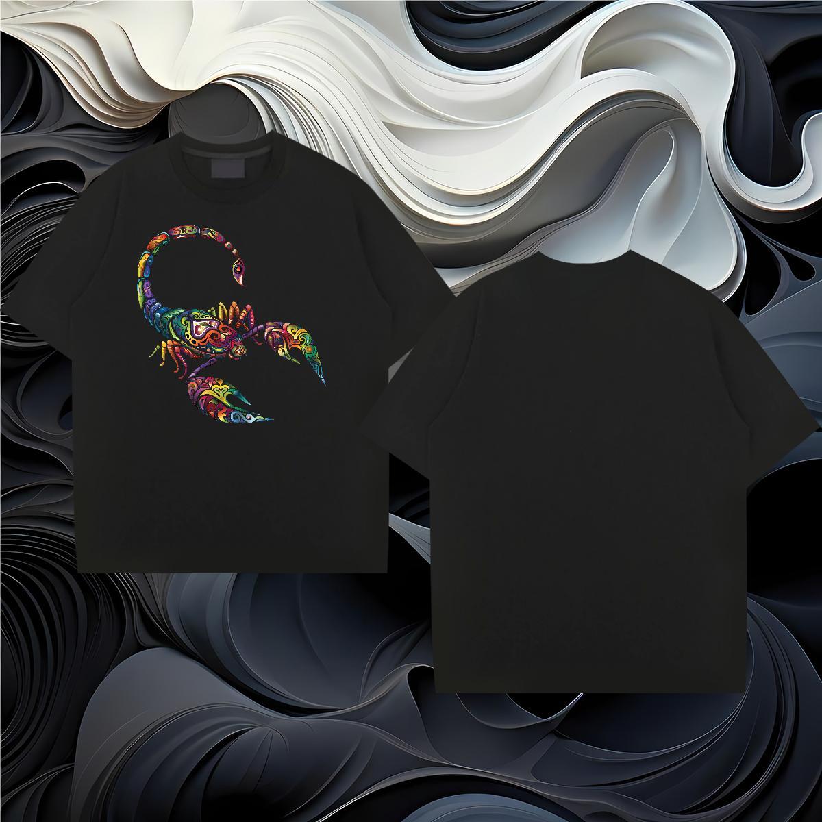2024 T-Shirts for Men 230g Pure Cotton scorpion Daily Wear Tops Breathable Short Sleeve Free Shipping Mens Tshirts Oversized