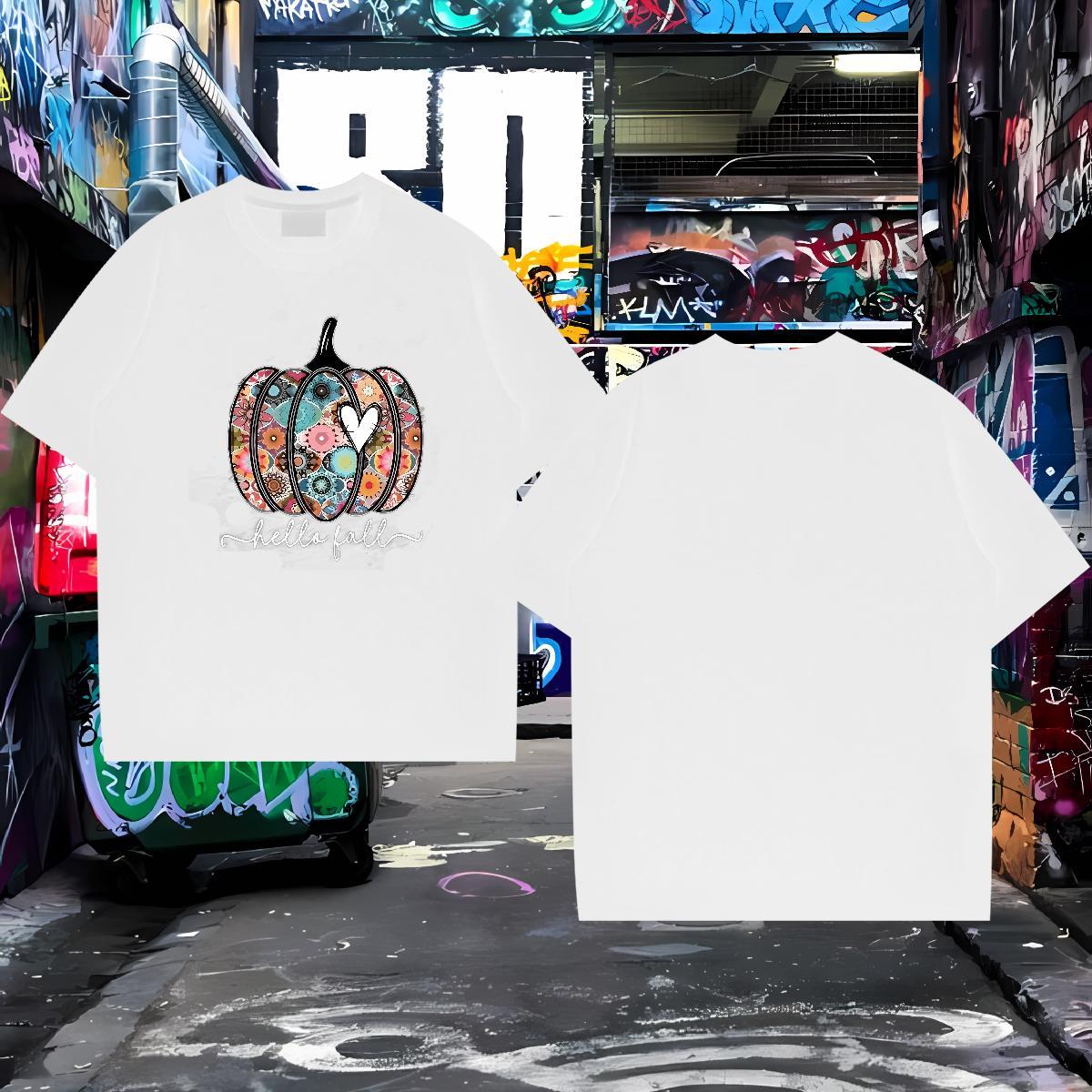 Classic T shirt 230g Pure Cotton halloween Daily Wear Tops Shirt Crew Neck Free Shipping Mens Tshirts DIY Printed