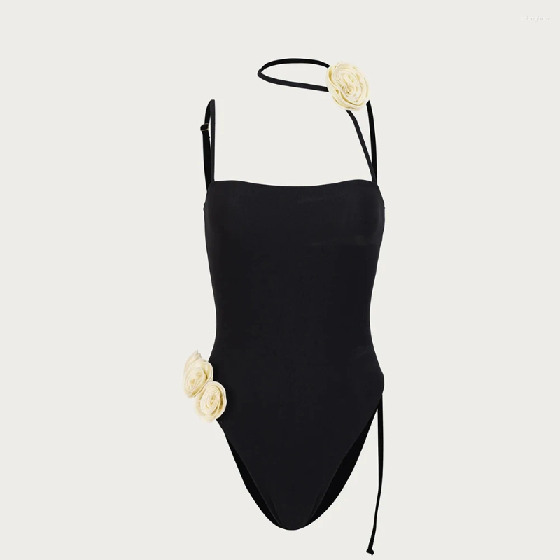 Women's Swimwear Sexy Rosette Choker One Piece Swimsuit 2024 Women Bathing Suit Beachwear Monokini Female Swimming Suits