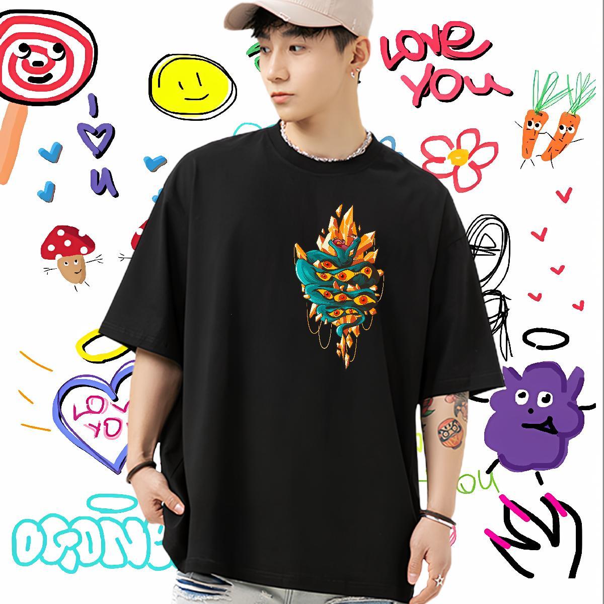 Classic T shirt 230g 100% Cotton snake Hip Hop Street Tops Breathable Designer Tshirts Customized