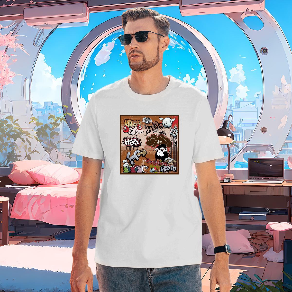 Mens T Shirts 230g 100% Cotton painting Daily Wear Breathable Short Sleeve DIY Anime Tshirts Brand Cool Tees