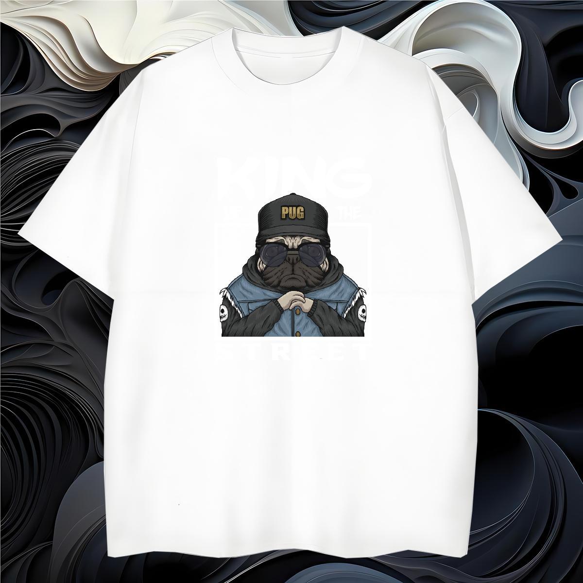 T Shirts Men 230g Pure Cotton dog Outdoor Breathable Crew Neck Black White Tshirts Free Shipping Cool Design Tops