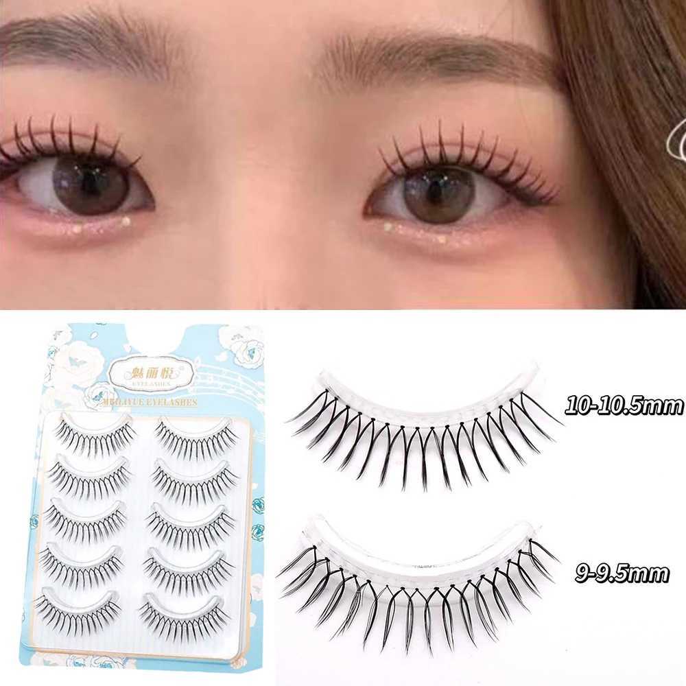 5/10 pairs of U-shaped false eyelashes natural eyelash extension Wispy reusable transparent manga Korean eye makeup idol Zhang Yuanying W240803
