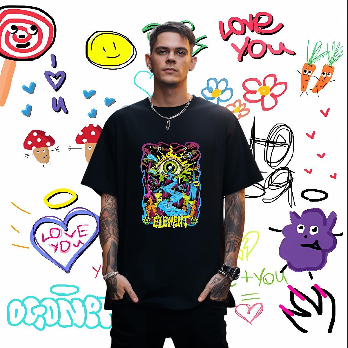 T-Shirts for Men 230g Pure Cotton eyes Daily Wear O-Neck Short Sleeve Skull Tshirts Fashion New TOP Quality Clothes