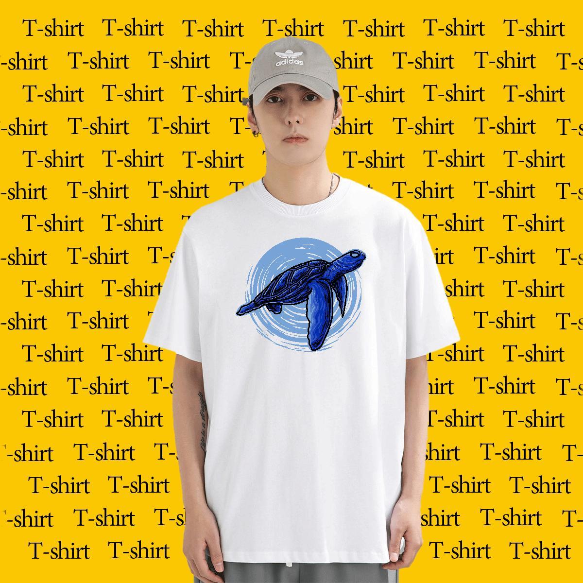 Men T Shirts 230g 100% Cotton tortoise Anime Printing Street Breathable Short Sleeve DIY Printed Mens Tshirts Fashion Design TOP Quality Wear