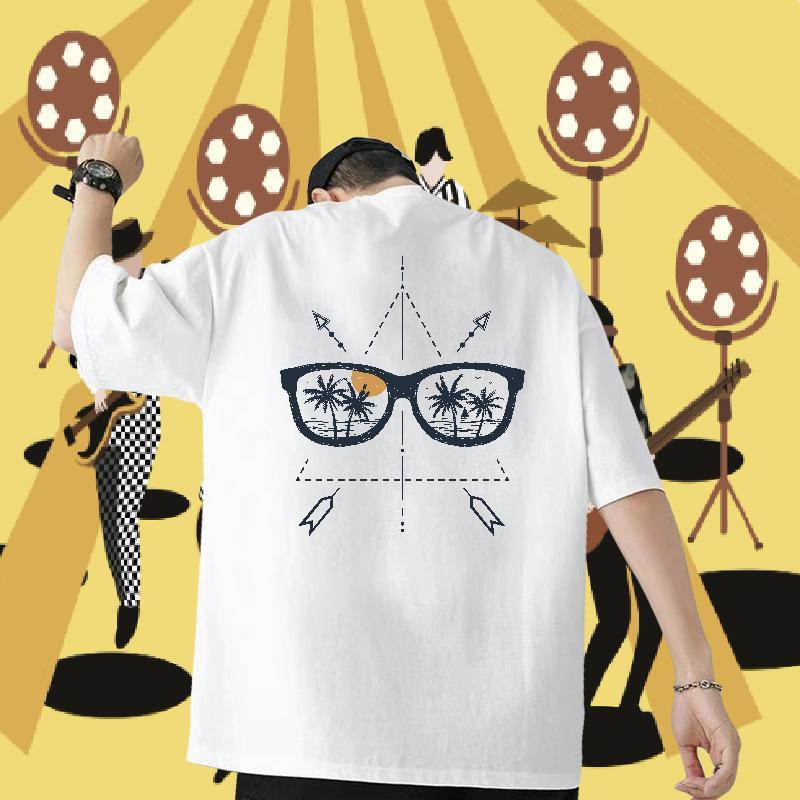 New Designer T Shirts Men 230g Cotton sea Daily Wear Clothings Breathable Crew Neck Cool Mens Tshirts Cartoon Print