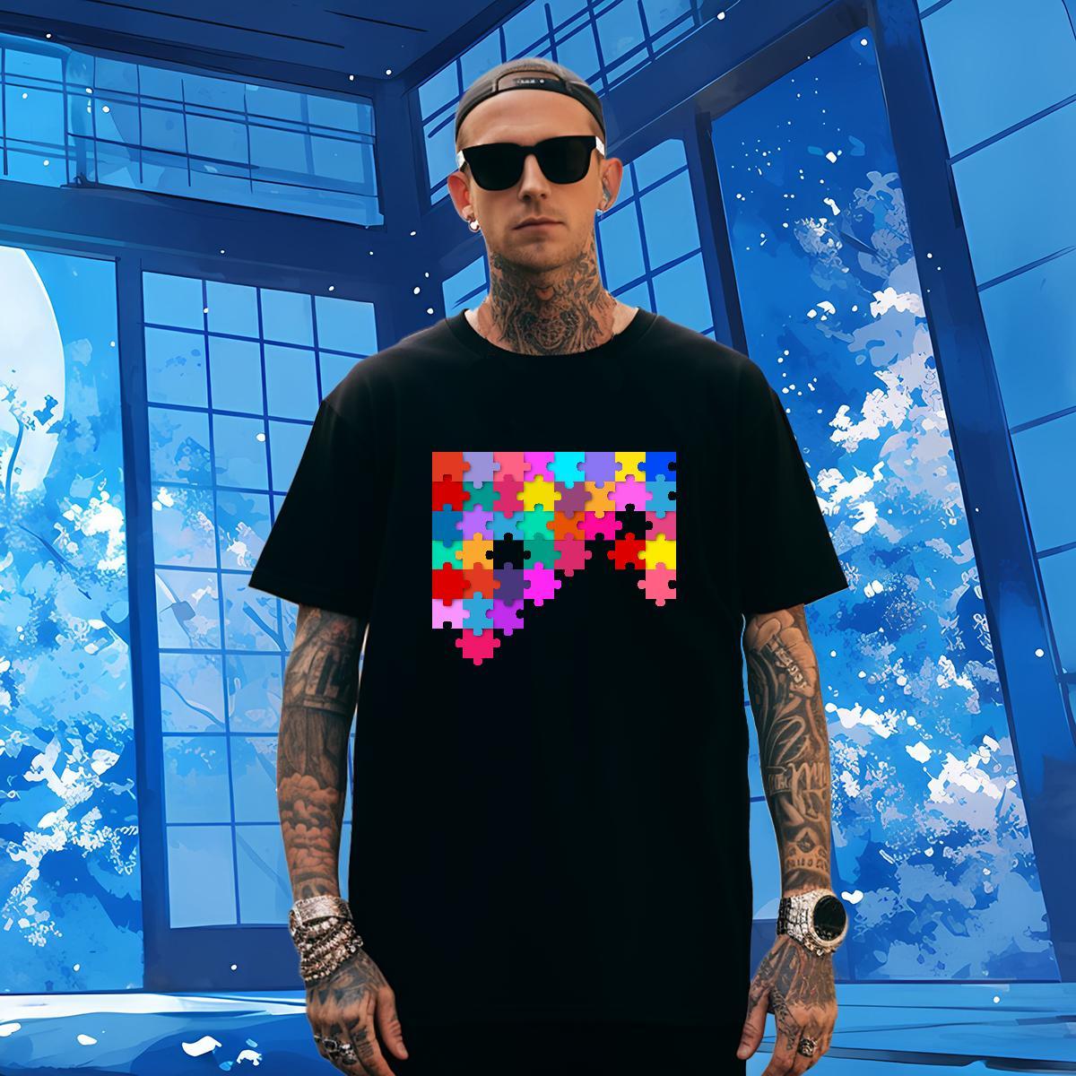 T Shirts Men 100% Cotton 230g painting Anime Printing Street Short Sleeve O-Neck Custom Cartoon Men Tshirts 2024 DIY Soft Tees Shirts