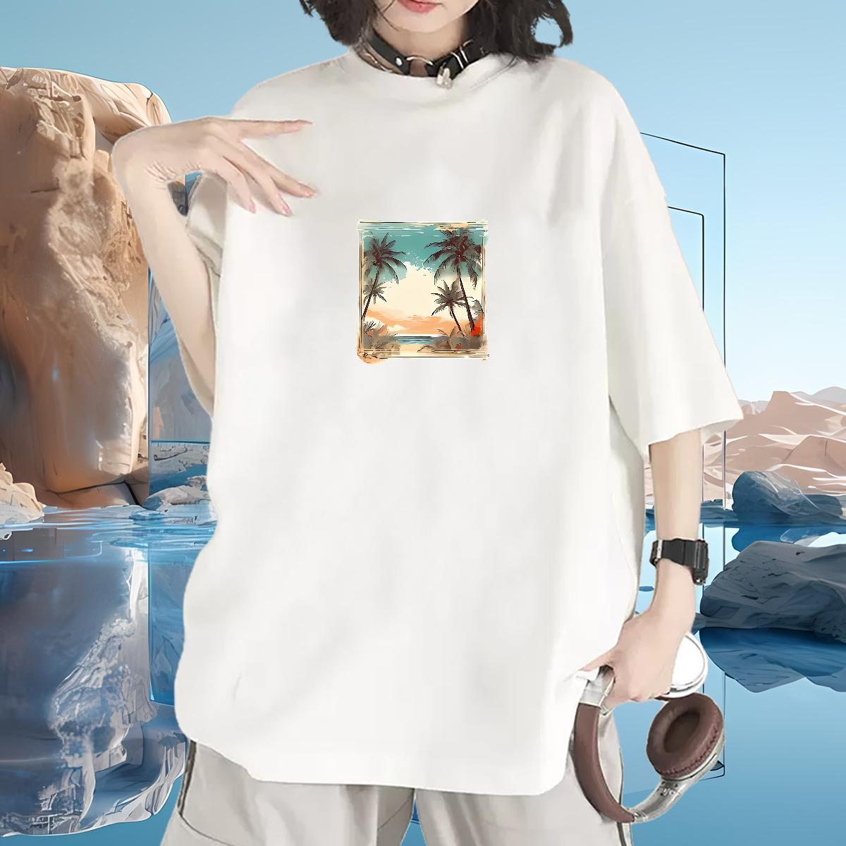 Popular Woman T Shirts Breathable Short Sleeve Lady T shirt DIY Anime sun Street Wear 230g Pure Cotton Designer Tops Tees