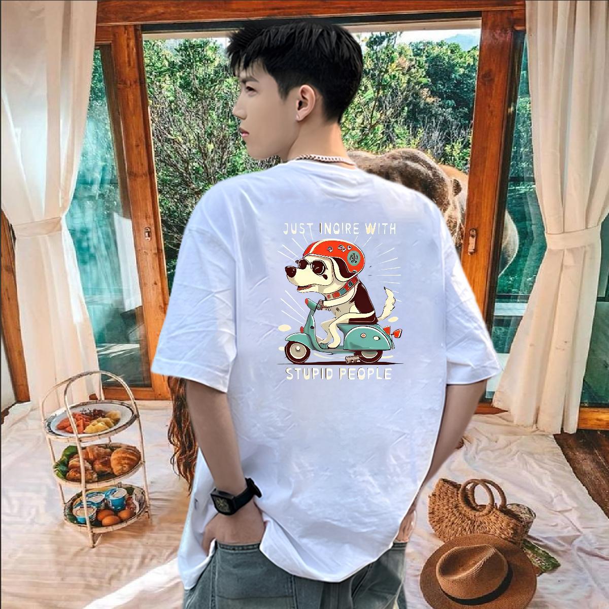 Fashion Casual T-Shirts 230g Cotton dog Street Casual Tees Pure Cotton Loose Tshirt for Man Woman DIY Anime