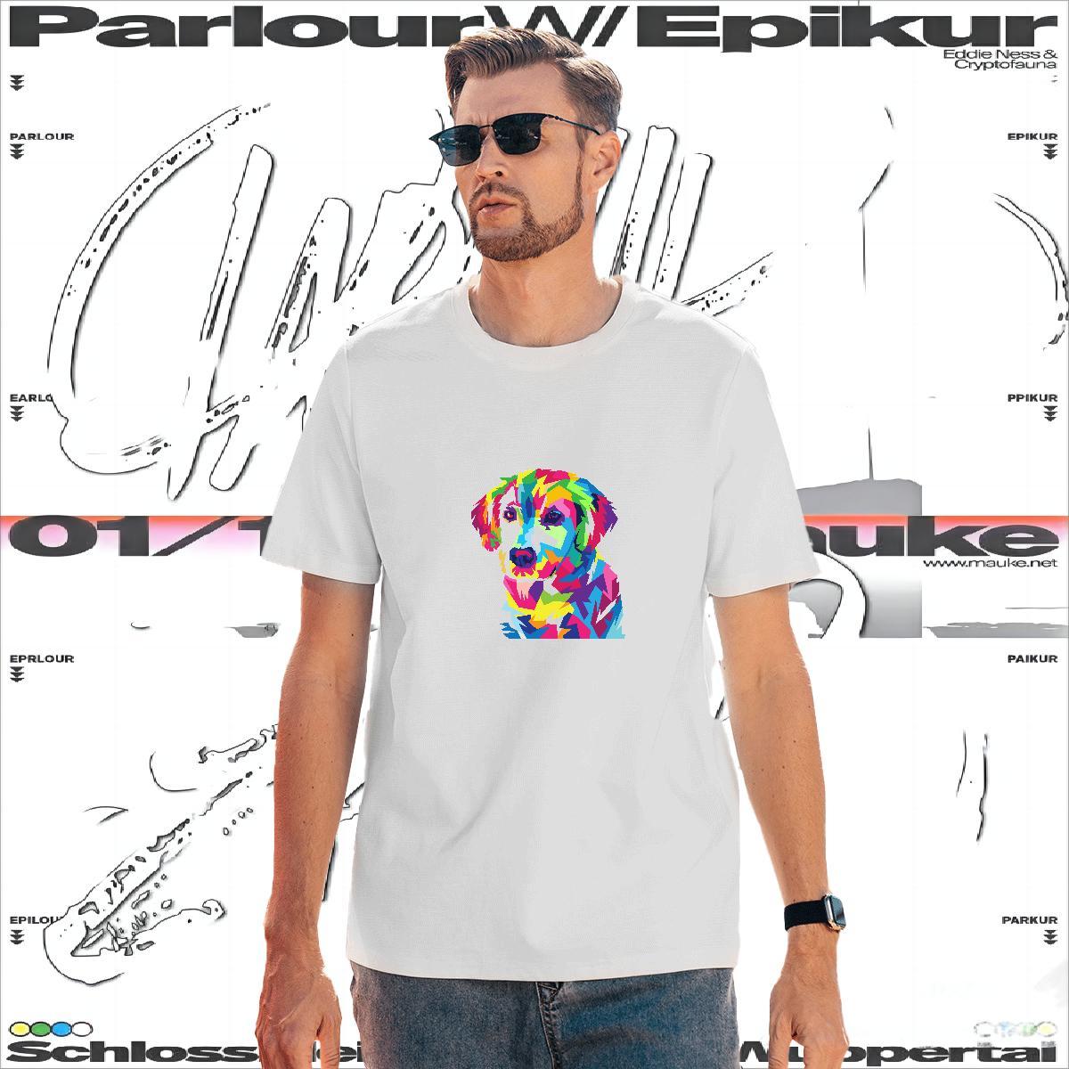 T shirt 230g 100% Cotton dog Casual Breathable Short Sleeve Customized Print Men Clothes T-Shirt Classic Loose Tees Shirts