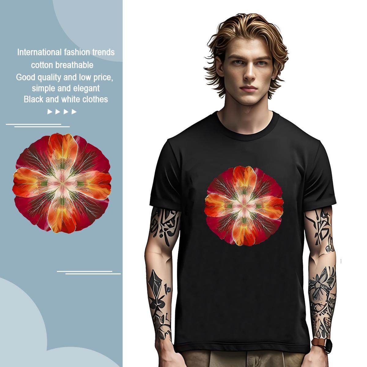 Man T Shirts 230g 100% Cotton flower Anime Printing Street Breathable Short Sleeve Cartoon Print Mens Tshirts Designer Fashion Free Shipping Tops Tees