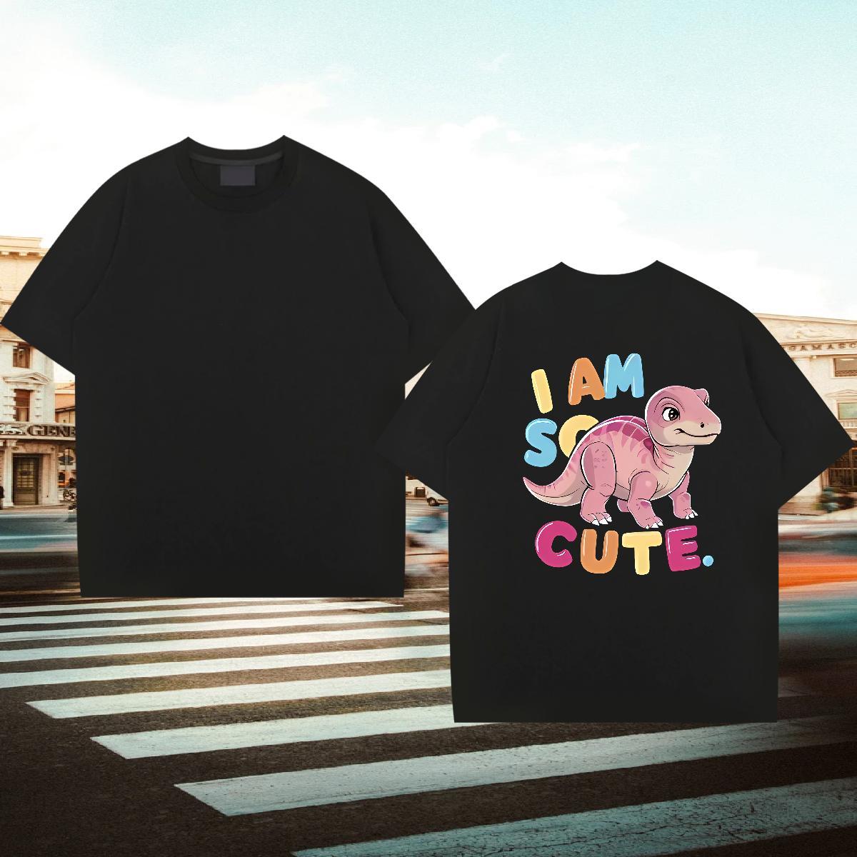 Factory Direct T-Shirts 230g Cotton dinosaur Spring Summer Tees Shirts Short Sleeve Soft High Quality Men Tops Tees Customized Print
