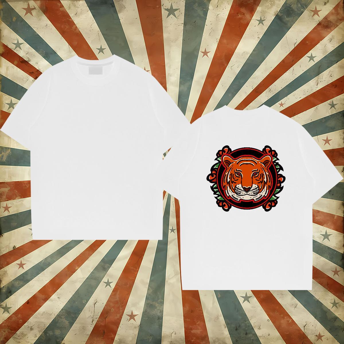 2024 New T-Shirts 100% Cotton 230g tiger Summer Casual Clothings Breathable Short Sleeve Designer Tshirt for Man Woman Cartoon Printing L-4XL