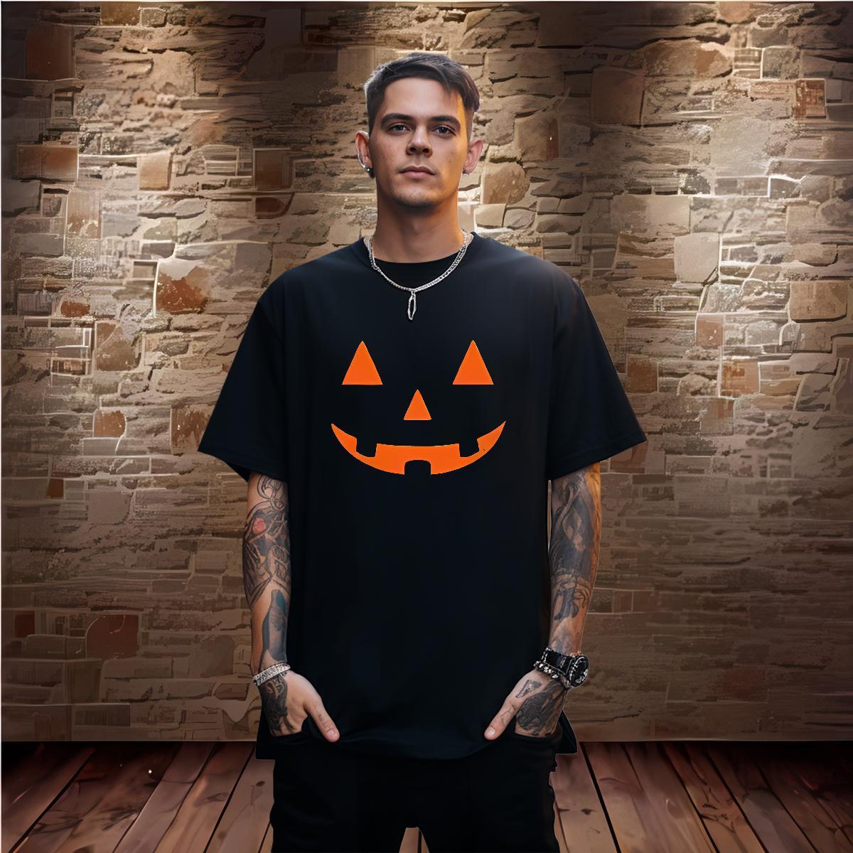 DIY Men T Shirts 230g Pure Cotton halloween Sports Casual Tops Tees Crew Neck Breathable Unisex Tshirt for Man Woman Black White