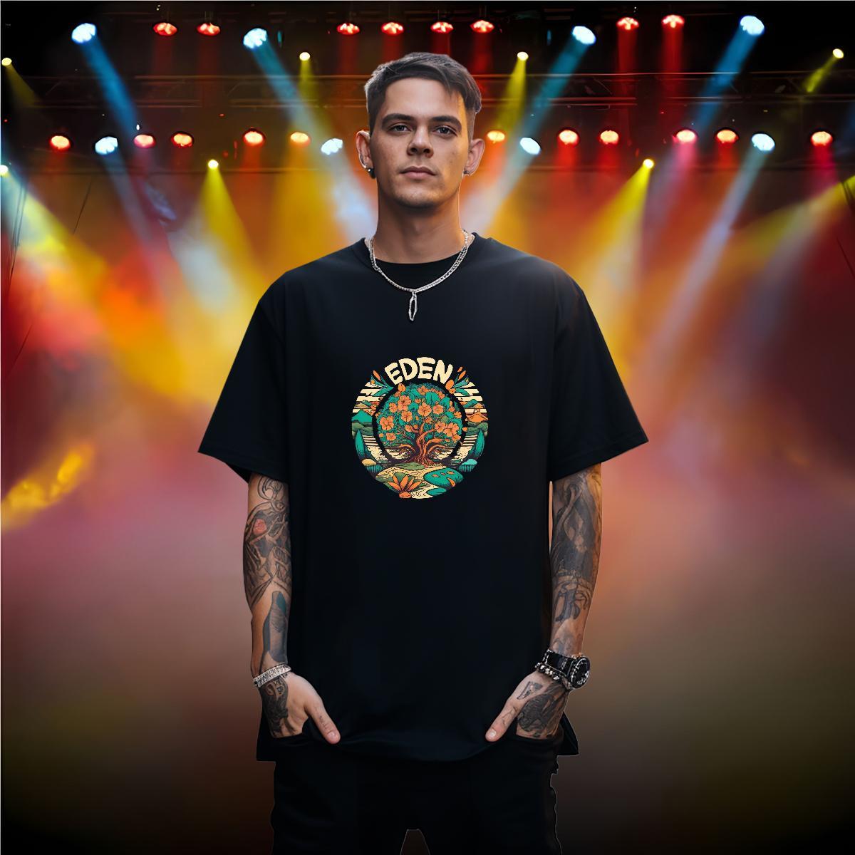 Customized T shirt 100% Cotton 230g flower Daily Outfit Top Tees Breathable Short Sleeve Soft Men Tshirts White Plus Size
