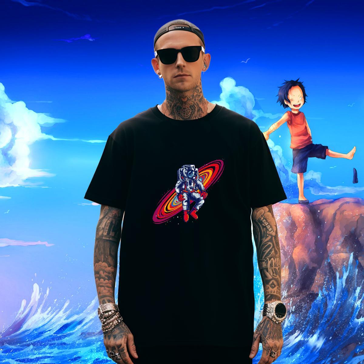 Man T Shirts 230g 100% Cotton universe Sports Casual Short Sleeve O-Neck Plus Size Cartoon Men Tops Tees Factory Direct Soft Tops Shirt