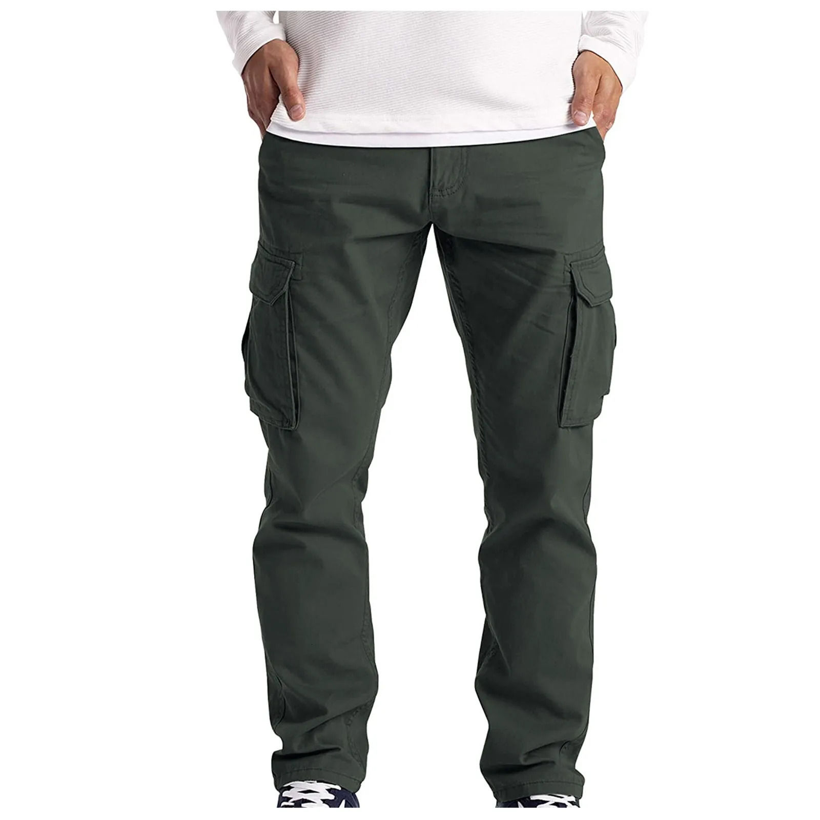 Men Cargo Pants straight Casual Trousers Cotton twill Male Tactical Spring Loose MultiPocket Sweatpants 240806
