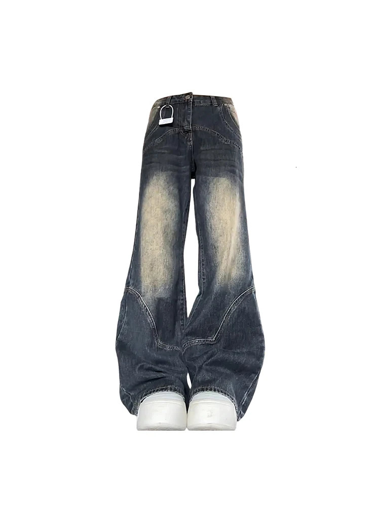 Womens Blue Y2k Jeans Baggy Harajuku Aesthetic Oversize Denim Trousers Vintage Jean Pants Japanese 2000s Style Trashy Clothes 240806