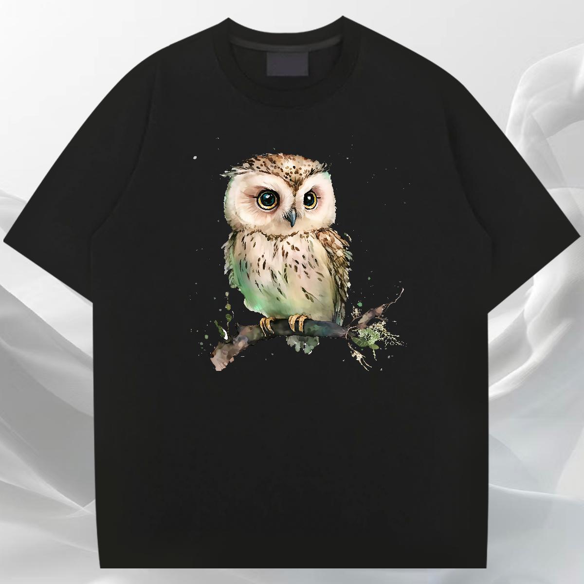 Comfortable Tshirts 100% Cotton 230g Hip Hop Owl Skull O Neck Short Sleeves Classic Mens T Shirts Clothings