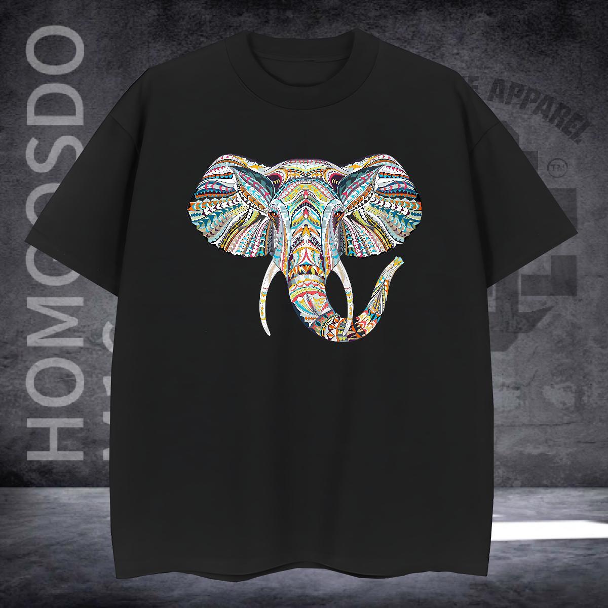 2024 DIY T-Shirts 230g Cotton Elephant Outdoor Top Tees Breathable Soft Loose Fit Tshirt for Man Woman DIY Anime