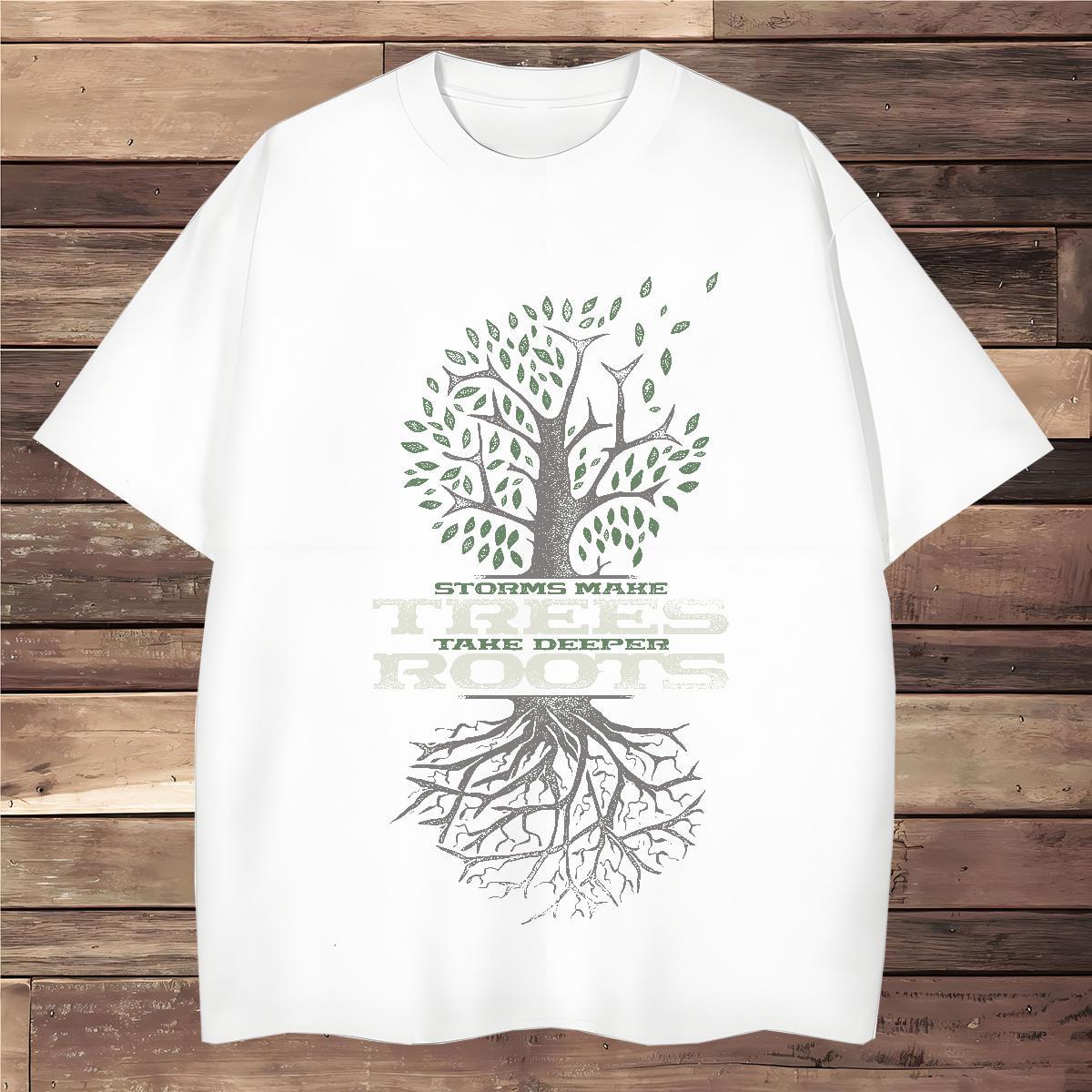 T shirt 230g Pure Cotton tree Summer Casual O-Neck Short Sleeve Black Oversized Couples T Shirts Stylist Loose Clothes