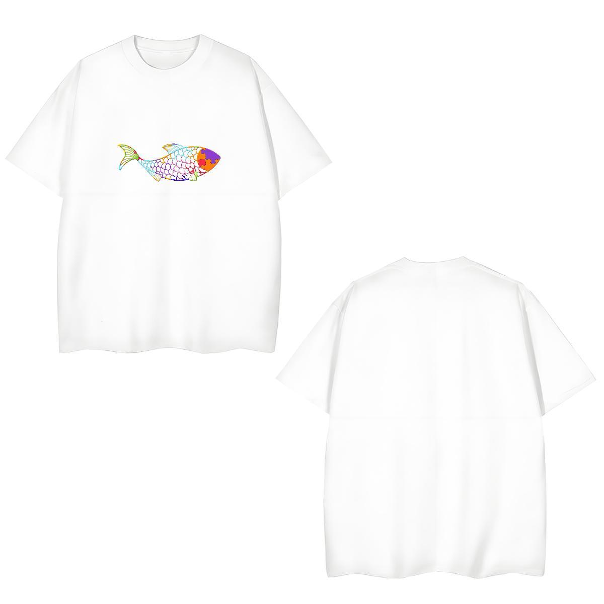 Wholesale Men Tees 230g Cotton fish Men T Shirts Street Crew Neck Breathable Plus Size Custom Stylist Top Tees