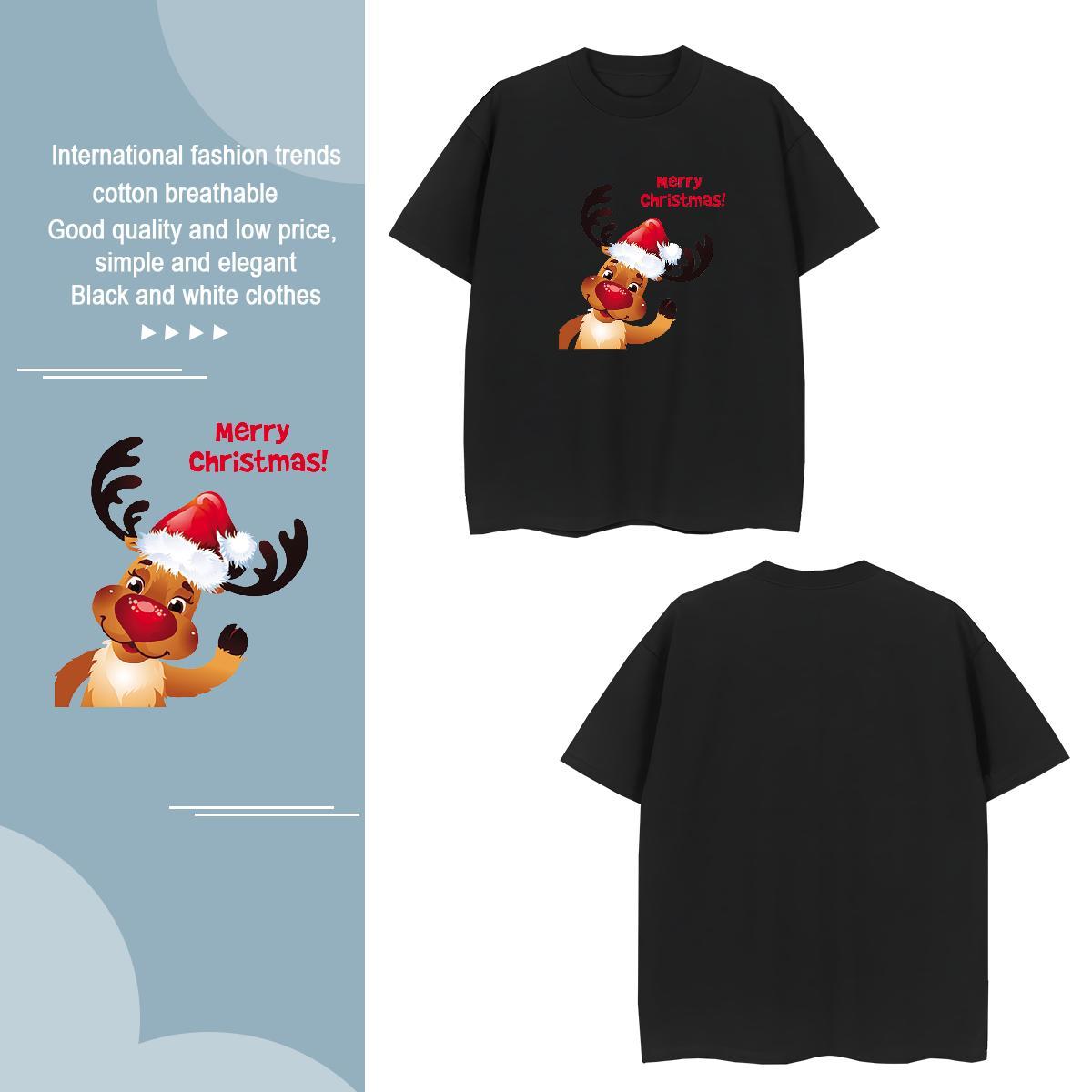 T Shirt For Man 230g Pure Cotton Christmas Casual Breathable Graphic Men Tees Wholesale Popular Wear