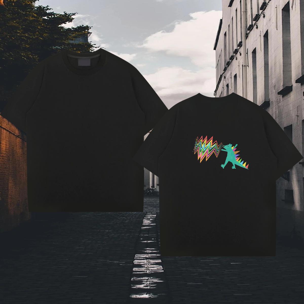 DIY Customized Man T Shirts 230g Pure Cotton dinosaur Street wear Hip Hop Tees Shirts Short Sleeve O-Neck Soft Men Tops Tees Custom Print Plus Size