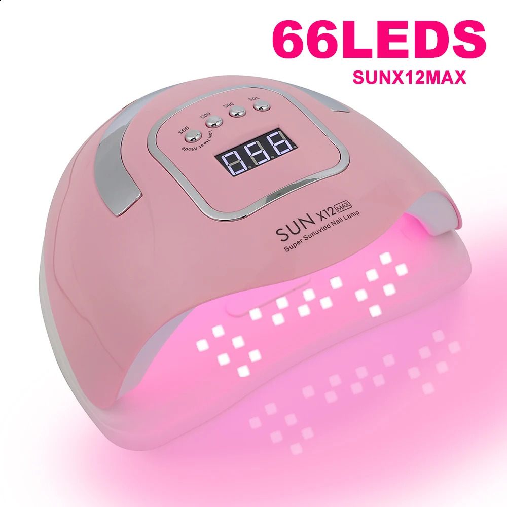 SUNX12 Max 280W Nail Lamp Pink Nail Dryer For Manicure 66 Leds UV Light Quick Cure Autosense Nail Lamps With Base 240729