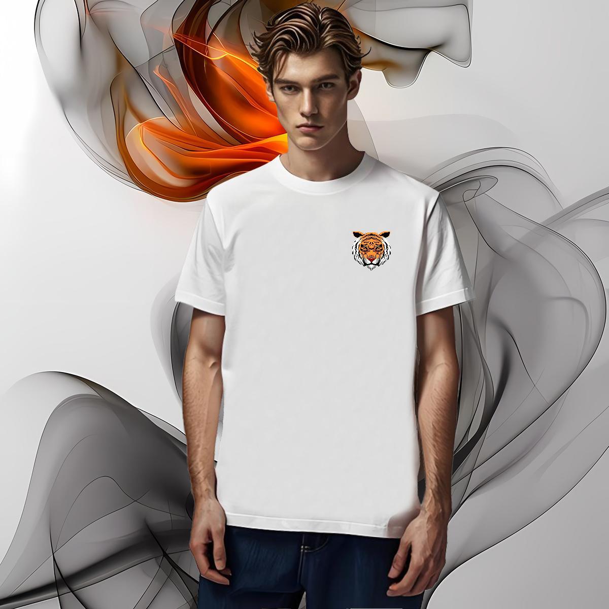 T Shirts Men 230g 100% Cotton tiger Casual Daily Wear Pure Cotton Asian Size Couples T Shirts Classic Designer Tops Tees