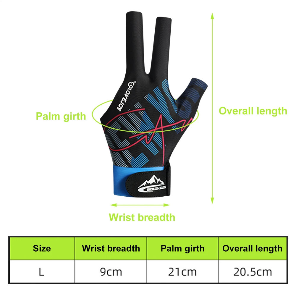 Billiards Glove Left Hand Three Finger Snooker Billiard Glove Non Slip Stickers Elasticity Billiard Training Gloves Accessories 240805