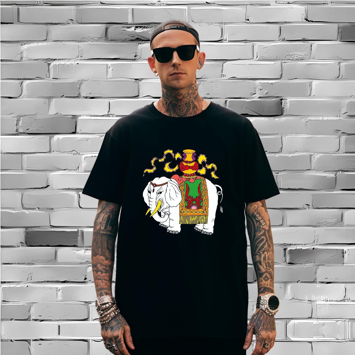 T-Shirts 100% Cotton 230g elephant Outdoor Breathable Short Sleeve DIY Tshirts Stylist Cool Design Tees Shirts