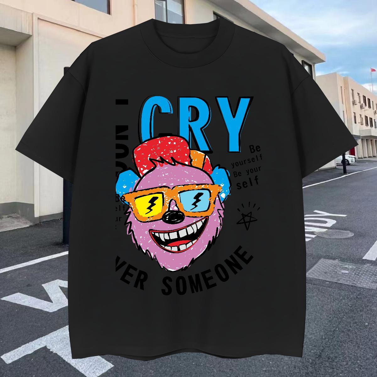 Cool Men Tops Tees 230g 100% Cotton Sport letter DIY Printed Short Sleeve Soft Classic Casual T Shirt For Man Tees Shirts